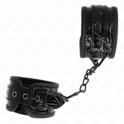 KINK - MUÑEQUERAS CON PATRÓN DE DIAMANTES NEGRO AJUSTABLE 17-26 CM X 5.5 CM - CandyHot - Foto 2