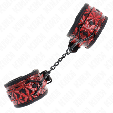 KINK - MUÑEQUERAS CON PATRÓN DE DIAMANTES ROJO OSCURO AJUSTABLE 17-26 CM X 5.5 CM - CandyHot - Foto 2