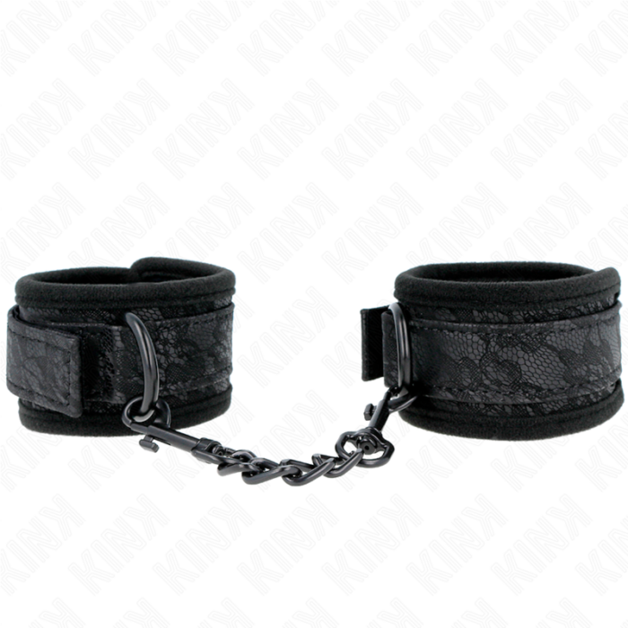 KINK - MUÑEQUERAS DE ENCAJE Y NEOPRENO AJUSTABLE NEGRO 20-29 CM X 5 CM - CandyHot - Foto 1