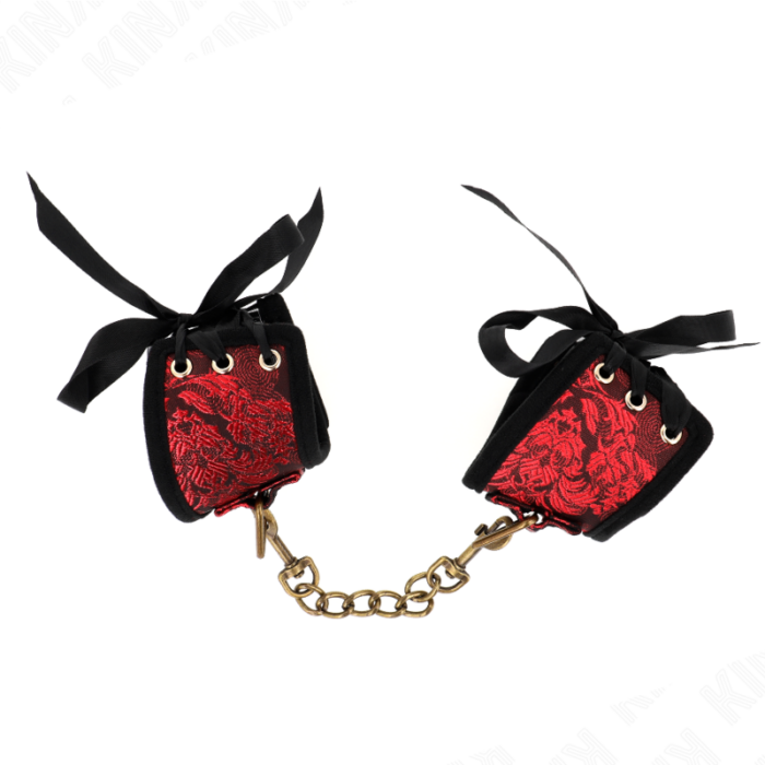 KINK - MUÑEQUERAS DISEÑO ESCÁNDALO ROJO-NEGRO DETALLE LAZO 24.5 CM X 6.5 CM - CandyHot - Foto 2