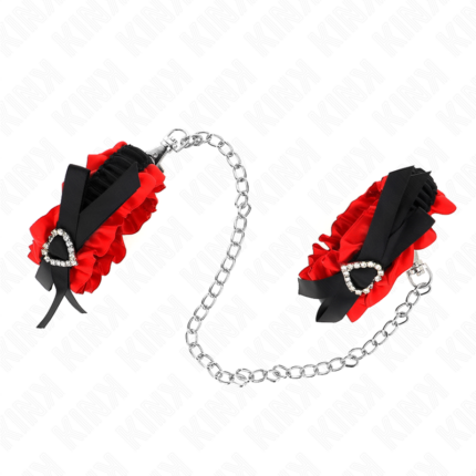 KINK - MUÑEQUERAS ELÁSTICAS DE ENCAJE CON DETALLE CORAZÓN ROJO AJUSTABLE 22-35 CM - CandyHot - Foto 2