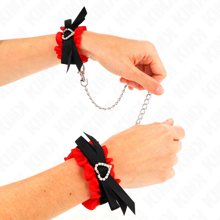 KINK - MUÑEQUERAS ELÁSTICAS DE ENCAJE CON DETALLE CORAZÓN ROJO AJUSTABLE 22-35 CM - CandyHot - Foto 3