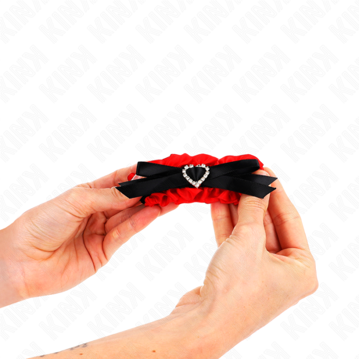 KINK - MUÑEQUERAS ELÁSTICAS DE ENCAJE CON DETALLE CORAZÓN ROJO AJUSTABLE 22-35 CM - CandyHot - Foto 4