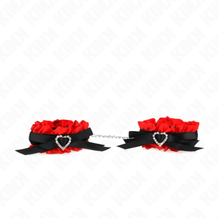 KINK - MUÑEQUERAS ELÁSTICAS DE ENCAJE CON DETALLE CORAZÓN ROJO AJUSTABLE 22-35 CM - CandyHot - Foto 1