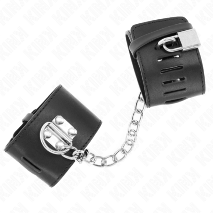 KINK - MUÑEQUERAS FIJAS CON CADENA 30 CM Y CIERRE CANDADO NEGRO AJUSTABLE 16-23 CM X 5.5 CM - CandyHot - Foto 2