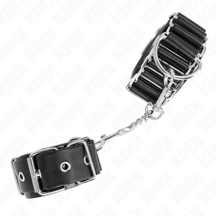 KINK - MUÑEQUERAS FINAS EN FORMA DE BISAGRA NEGRO AJUSTABLE 16-22 CM X 3.5 CM - CandyHot - Foto 2