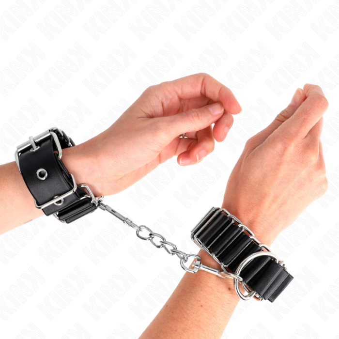 KINK - MUÑEQUERAS FINAS EN FORMA DE BISAGRA NEGRO AJUSTABLE 16-22 CM X 3.5 CM - CandyHot - Foto 4