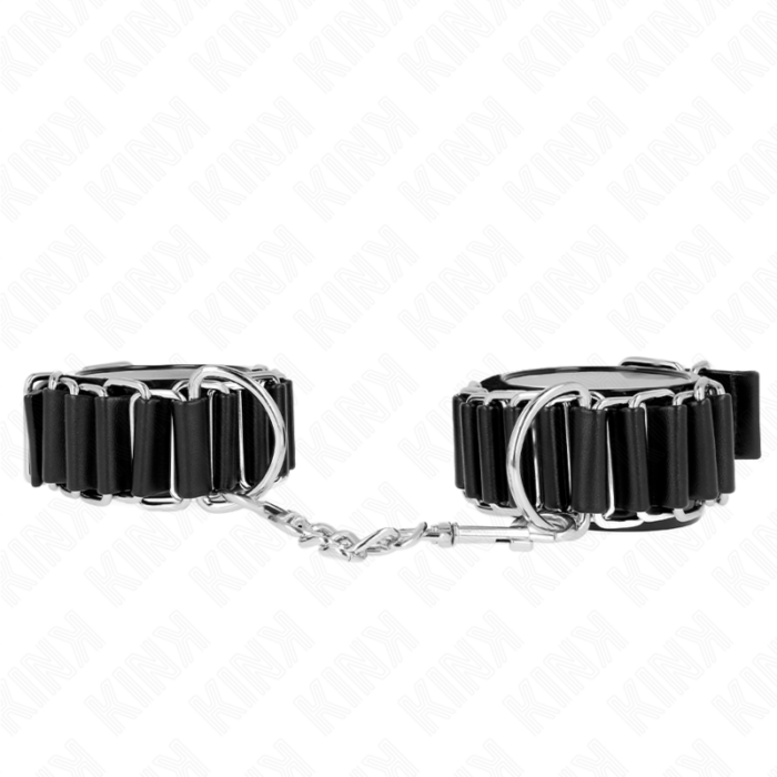 KINK - MUÑEQUERAS FINAS EN FORMA DE BISAGRA NEGRO AJUSTABLE 16-22 CM X 3.5 CM - CandyHot - Foto 1