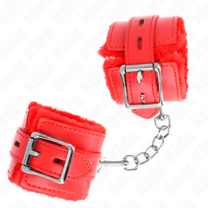 KINK - MUÑEQUERAS FORRADAS CON AGUJEROS CUADRADOS ROJO Y CORREA ROJO AJUSTABLE 17-29 CM X 6 CM - CandyHot - Foto 2