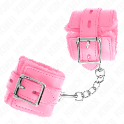 KINK - MUÑEQUERAS FORRADAS CON AGUJEROS CUADRADOS ROSA Y CORREA ROSA AJUSTABLE 17-29 CM X 6 CM - CandyHot - Foto 2