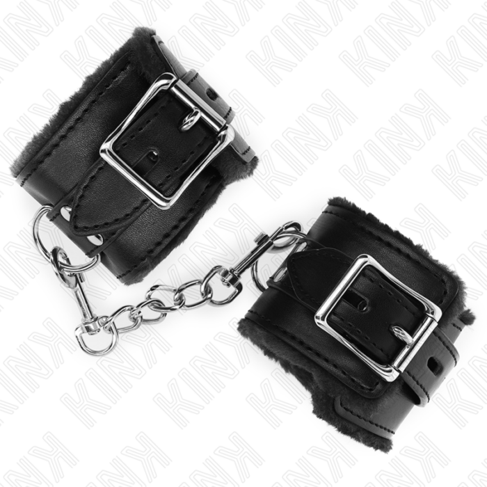 KINK - MUÑEQUERAS FORRADAS NEGRO CON CORREA NEGRO AJUSTABLE 20-29 CM X 5.5 CM - CandyHot - Foto 4