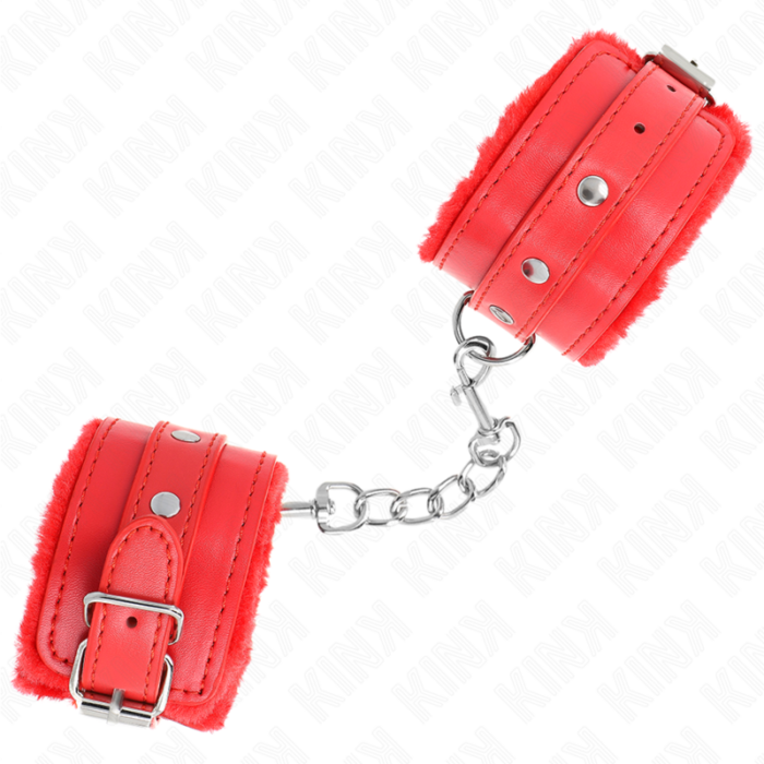 KINK - MUÑEQUERAS FORRADAS PREMIUM ROJO CON CORREA ROJO AJUSTABLE 17-29 CM X 6 CM - CandyHot - Foto 2