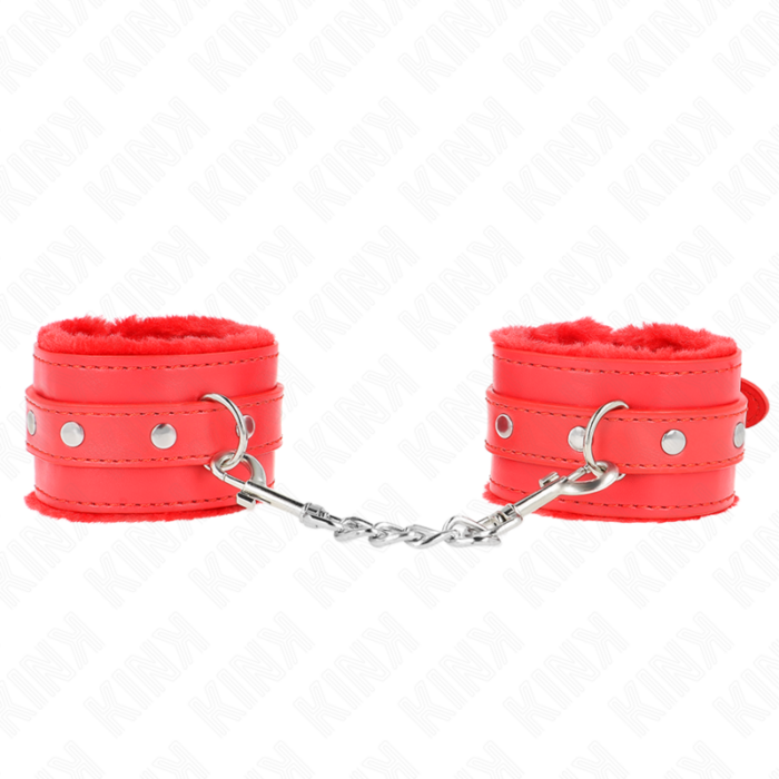 KINK - MUÑEQUERAS FORRADAS PREMIUM ROJO CON CORREA ROJO AJUSTABLE 17-29 CM X 6 CM - CandyHot - Foto 1