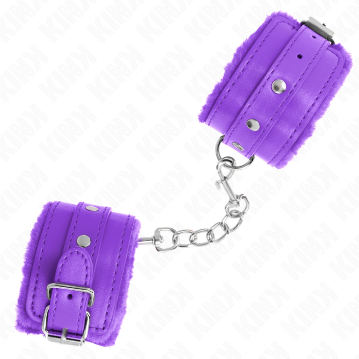 KINK - MUÑEQUERAS FORRADAS PREMIUM VIOLETA CON CORREA VIOLETA AJUSTABLE 17-29 CM X 6 CM - CandyHot - Foto 2