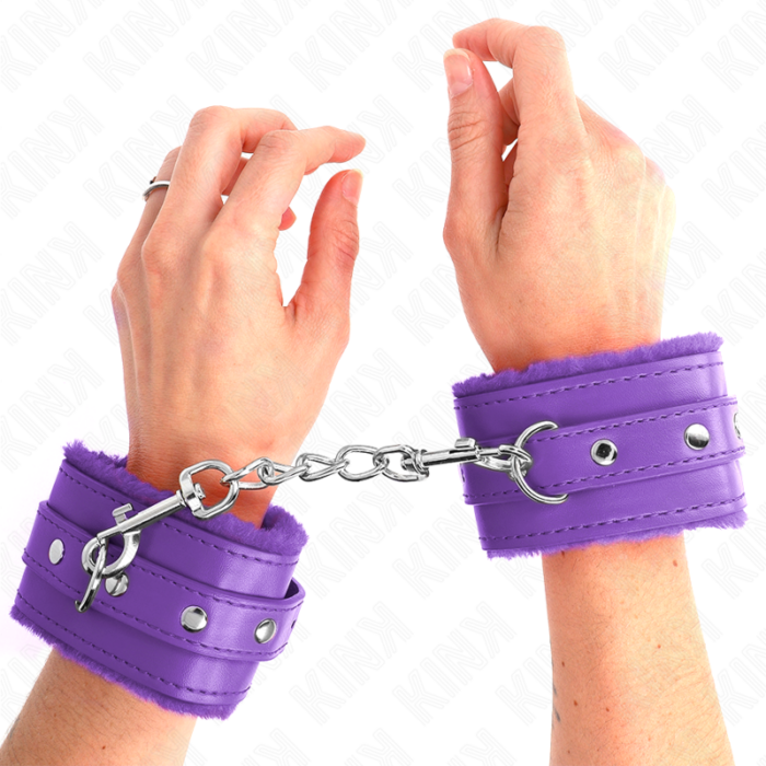 KINK - MUÑEQUERAS FORRADAS PREMIUM VIOLETA CON CORREA VIOLETA AJUSTABLE 17-29 CM X 6 CM - CandyHot - Foto 4