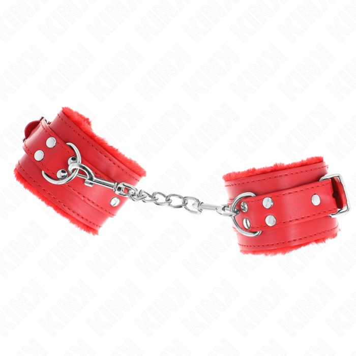 KINK - MUÑEQUERAS FORRADAS ROJO CON CORREA ROJO AJUSTABLE 20-29 CM X 5.5 CM - CandyHot - Foto 2