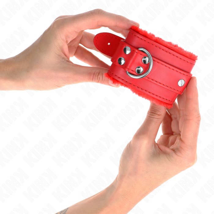 KINK - MUÑEQUERAS FORRADAS ROJO CON CORREA ROJO AJUSTABLE 20-29 CM X 5.5 CM - CandyHot - Foto 4