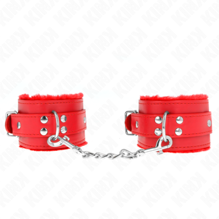 KINK - MUÑEQUERAS FORRADAS ROJO CON CORREA ROJO AJUSTABLE 20-29 CM X 5.5 CM - CandyHot - Foto 1