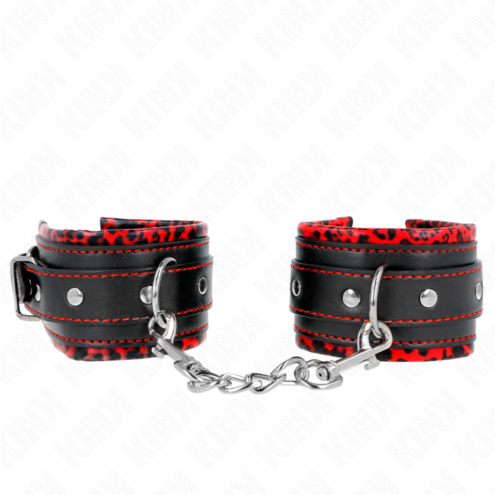 KINK - MUÑEQUERAS FORRADAS ROJO / NEGRO AJUSTABLE 17-29 CM X 6 CM - CandyHot - Foto 1