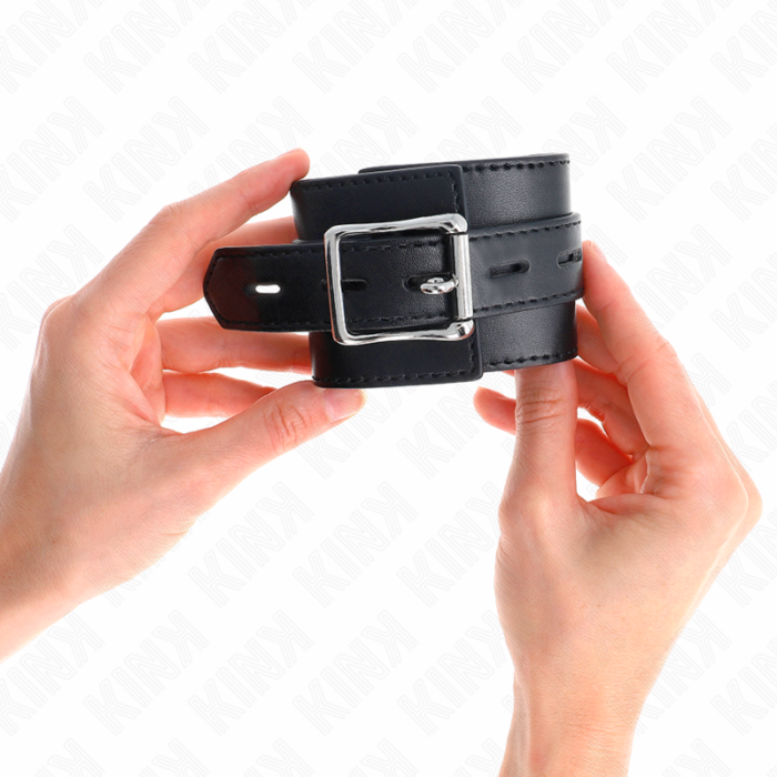 KINK - MUÑEQUERAS NEGRO CON CORREA NEGRO AJUSTABLE 17-28 CM X 6 CM - CandyHot - Foto 3