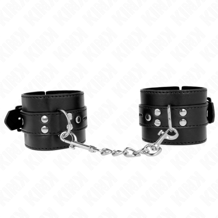 KINK - MUÑEQUERAS NEGRO CON CORREA NEGRO AJUSTABLE 17-28 CM X 6 CM - CandyHot - Foto 1