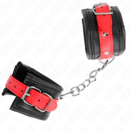 KINK - MUÑEQUERAS NEGRO CON CORREA ROJO AJUSTABLE 17-28 CM X 6 CM - CandyHot - Foto 2