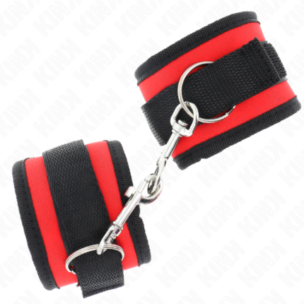 KINK - MUÑEQUERAS NYLON ROJO-NEGRO MODELO 2 AJUSTABLE 18-35 CM X 6 CM - CandyHot - Foto 2