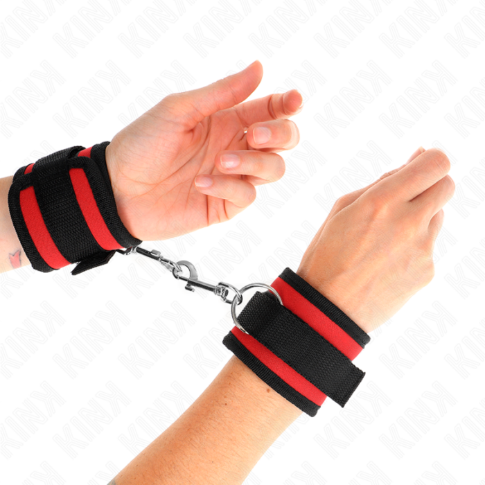 KINK - MUÑEQUERAS NYLON ROJO-NEGRO MODELO 2 AJUSTABLE 18-35 CM X 6 CM - CandyHot - Foto 4