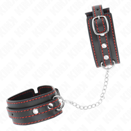 KINK - MUÑEQUERAS PEQUEÑA NEGRO CON DETALLES EN ROJO AJUSTABLE 14-24 CM X 3.5 CM - CandyHot - Foto 2