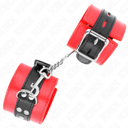 KINK - MUÑEQUERAS ROJO CON CORREA NEGRO AJUSTABLE 17-28 CM X 6 CM - CandyHot - Foto 2