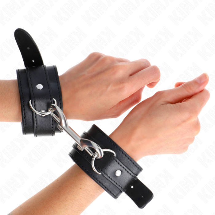 KINK - MUÑEQUERAS SIMPLES CON FILA DE REMACHES NEGRO AJUSTABLE 17-28 CM X 5 CM - CandyHot - Foto 4