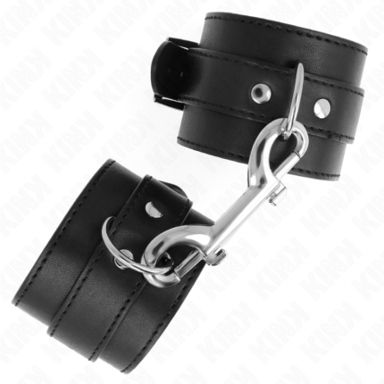 KINK - MUÑEQUERAS SIMPLES CON FILA DE REMACHES Y HEBILLA GRANDE NEGRO AJUSTABLE 17-28 CM X 5 CM - CandyHot - Foto 2