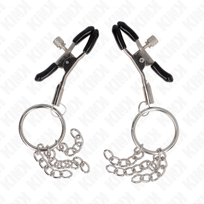 KINK - PINZAS PARA PEZONES CON ARO Y PEQUEÑAS CADENAS PLATEADO 6 CM - CandyHot - Foto 2
