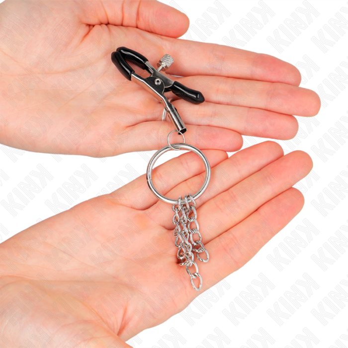 KINK - PINZAS PARA PEZONES CON ARO Y PEQUEÑAS CADENAS PLATEADO 6 CM - CandyHot - Foto 3