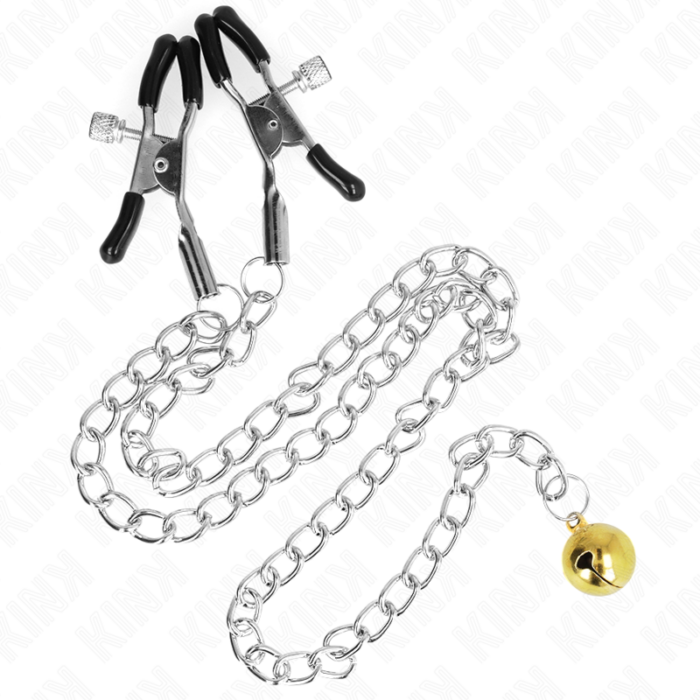 KINK - PINZAS PARA PEZONES CON CAMPANA DORADO Y CADENA 30 CM - CandyHot - Foto 1