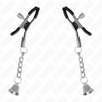 KINK - PINZAS PARA PEZONES CON COLGANTE DE CAMPANA PLATEADO 6 CM - CandyHot - Foto 2