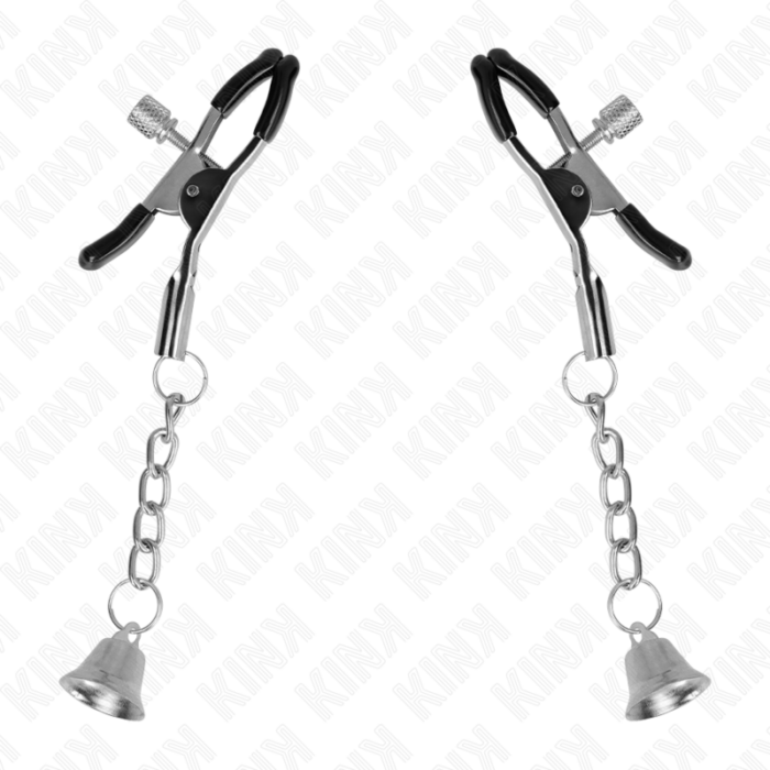 KINK - PINZAS PARA PEZONES CON COLGANTE DE CAMPANA PLATEADO 6 CM - CandyHot - Foto 2