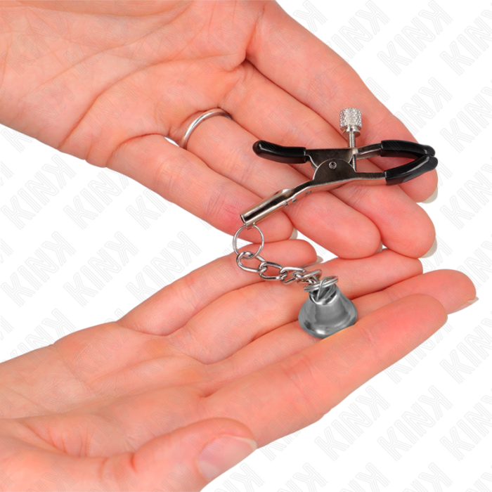 KINK - PINZAS PARA PEZONES CON COLGANTE DE CAMPANA PLATEADO 6 CM - CandyHot - Foto 3
