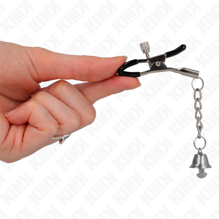 KINK - PINZAS PARA PEZONES CON COLGANTE DE CAMPANA PLATEADO 6 CM - CandyHot - Foto 4