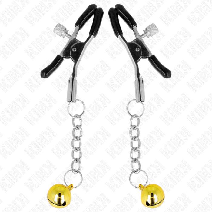 KINK - PINZAS PARA PEZONES CON COLGANTE DE CASCABEL DORADO 6 CM - CandyHot - Foto 2