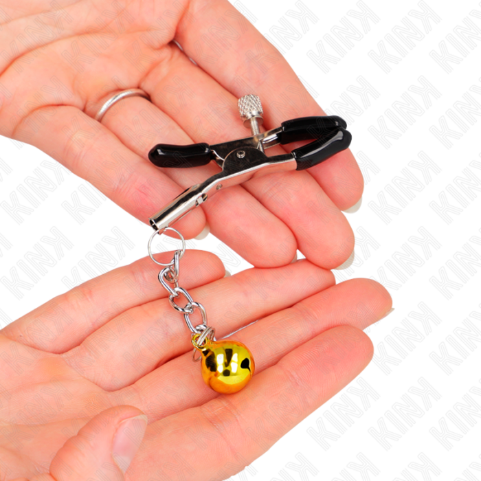 KINK - PINZAS PARA PEZONES CON COLGANTE DE CASCABEL DORADO 6 CM - CandyHot - Foto 3