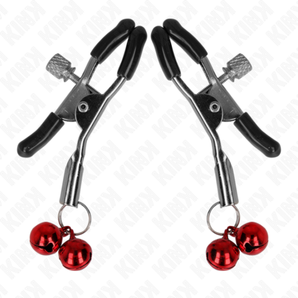 KINK - PINZAS PARA PEZONES CON DOBLE CAMPANILLA ROJO 6 CM - CandyHot - Foto 2