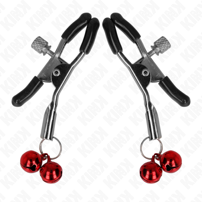 KINK - PINZAS PARA PEZONES CON DOBLE CAMPANILLA ROJO 6 CM - CandyHot - Foto 2