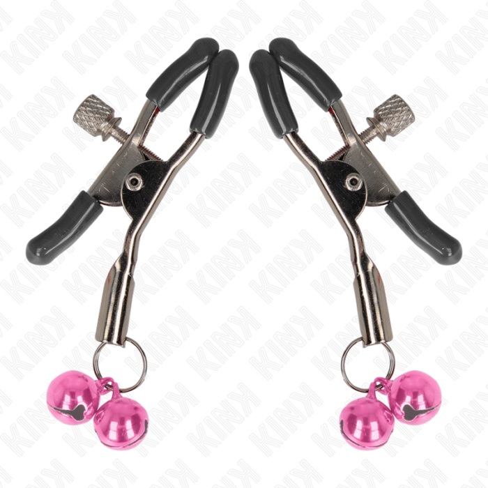 KINK - PINZAS PARA PEZONES CON DOBLE CAMPANILLA ROSA 6 CM - CandyHot - Foto 2