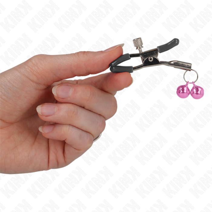 KINK - PINZAS PARA PEZONES CON DOBLE CAMPANILLA ROSA 6 CM - CandyHot - Foto 3
