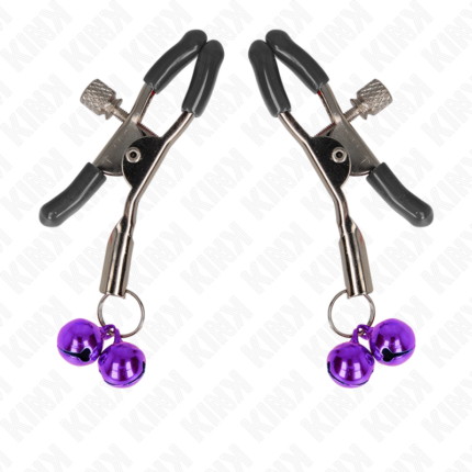 KINK - PINZAS PARA PEZONES CON DOBLE CAMPANILLA VIOLETA 6 CM - CandyHot - Foto 2