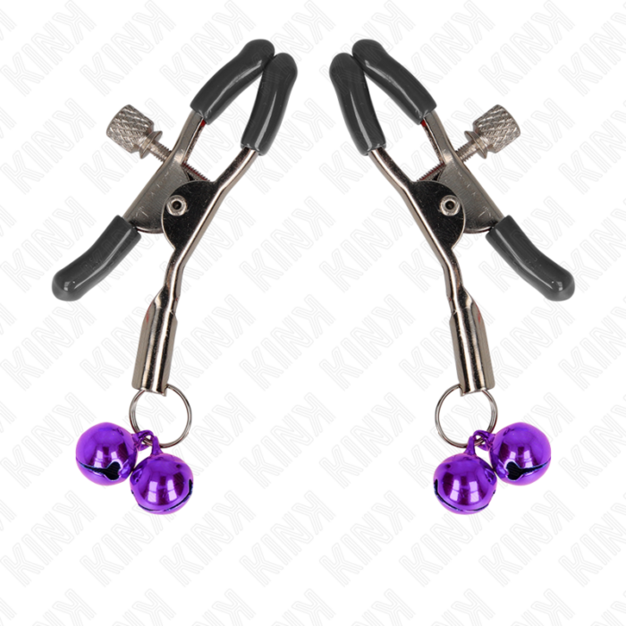 KINK - PINZAS PARA PEZONES CON DOBLE CAMPANILLA VIOLETA 6 CM - CandyHot - Foto 2