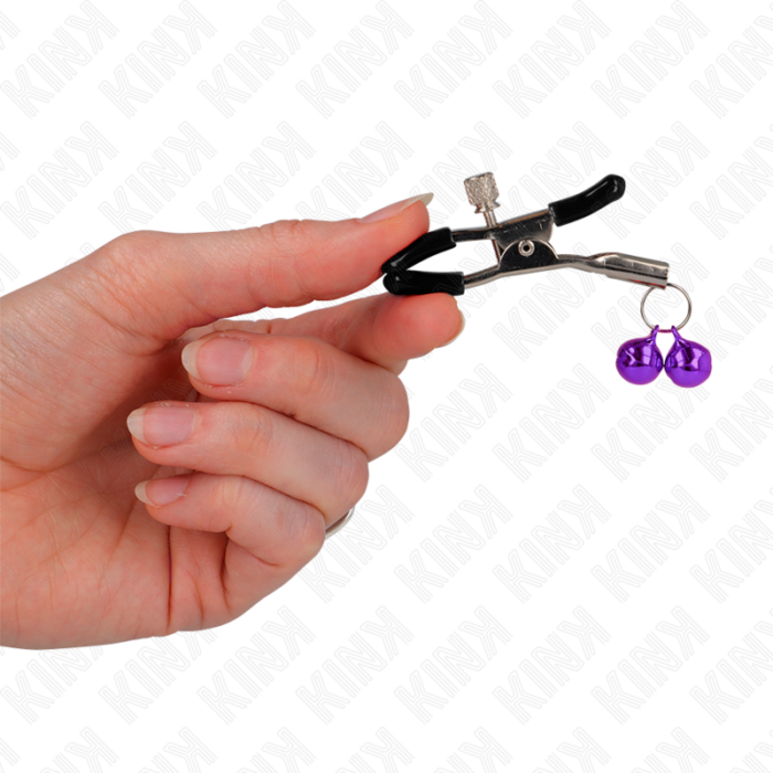 KINK - PINZAS PARA PEZONES CON DOBLE CAMPANILLA VIOLETA 6 CM - CandyHot - Foto 3