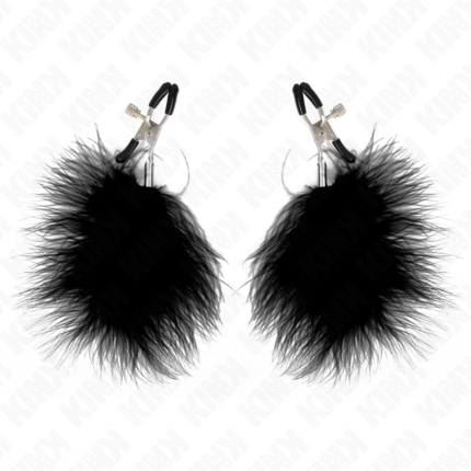 KINK - PINZAS PARA PEZONES CON PLUMA NEGRO 7 CM - CandyHot - Foto 2