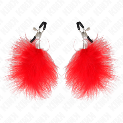 KINK - PINZAS PARA PEZONES CON PLUMA ROJO 7 CM - CandyHot - Foto 2